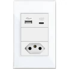 Tomada Simples Branca Flex 10A 20A Com USB