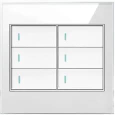Interruptor 6 Teclas Tipo Pulso Vidro Temperado Branco