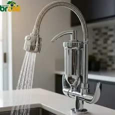 Torneira Gourmet Filtro purificador bancada cozinha Carvão Ativado Flexível Dois jatos Cromada Inox