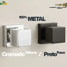 Acabamento Chuveiro Quadrado Metal Cromado Preto Registro Pressão geral Gaveta Deca 1 2 3 4