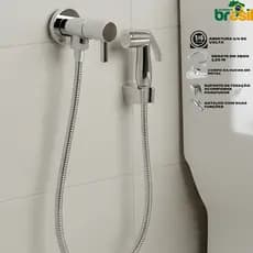Ducha Higienica Metal Cromada 1/4 De Volta Gatilho Inox 1,20m Kit Completo Suporte Parafuso