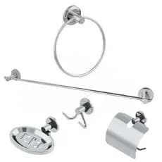 Kit Acessórios Banheiro Inox Stander Saboneteira Papeleira Porta Toalha Gancho