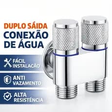 Registro Válvula Controle Dupla 1 Entrada 2 Saída Para Máquina Lavar Torneira Vaso Sanitário