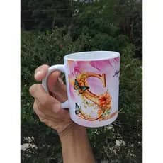 Caneca com sua Foto e Nome personalizada do seu jeito - Linda caneca com Letra grande em flores PERSONALIZADA.
