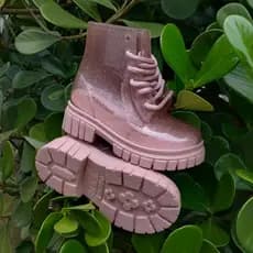 Bota Coturno Infantil Luelua Menina Transparente com Glitter Rocker