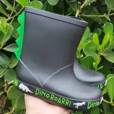 Bota Galocha Infantil Dino Preta Fosca Antiderrapante Luelua