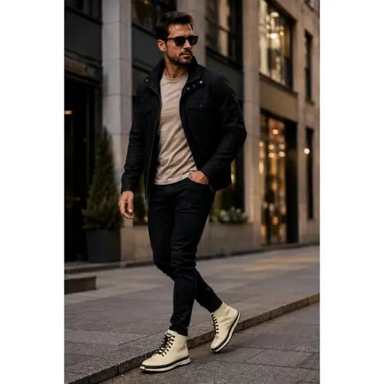 Coturno Masculino em Couro Sintético Solado Emborrachado Antiderrapante