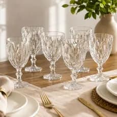 Jogo 6 Taças Grande 360ml Vidro Diamond Bico Abacaxi Jaca Conjunto Taça Para Água Vinho Tinto Suco Diamante