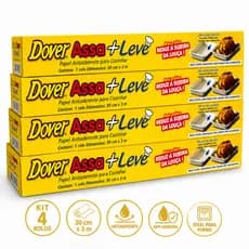 Papel Antiaderente Dover Assa+Leve 4 Rolos 30cm x 3m Papel para Assar Forno Air Fryer