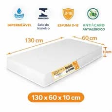 Colchão De Berço Impermeável 130x60x10 espuma D18