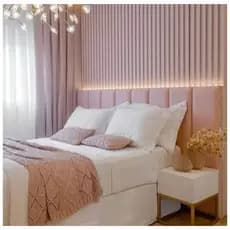 Kit Cabeceira Modular Cama Solteiro 5 Módulos Auto Adesivo Estofada 1,00x45cm