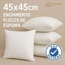 Kit 4 Enchimento para Almofadas Refil 45x45cm Super Cheia Macia facil lavar