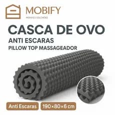 Pillow Top Massageador Casca de Ovo Solteiro 190x80x4 | Anti Escaras | Ultra Macio | Conforto Extra