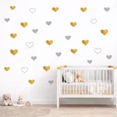240 Adesivos de Parede Coração, 2 Tamanhos, Várias Cores, Decoração Quarto Sala Infantil