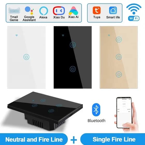 Interruptor De Luz Inteligente WiFi Precisa De Tela De Vidro Táctil Alexa Tuya App Control Google Home Voice