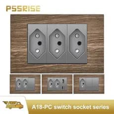 Tomada De Luz De Parede PSSRISE Com Interruptor , Painel De Carregamento Cinza , Seguro E Fácil De Instalar-M18