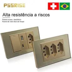 PSSRISE 20A Conjunto De Tomada De Interruptor De Parede De Alta Qualidade Vidro Temperado 118 G18 Ouro Novo 2026