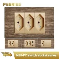 Tomada De Luz De Parede PSSRISE Com Interruptor , Painel De Carregamento Dourado , Seguro E Fácil De Instalar-M18