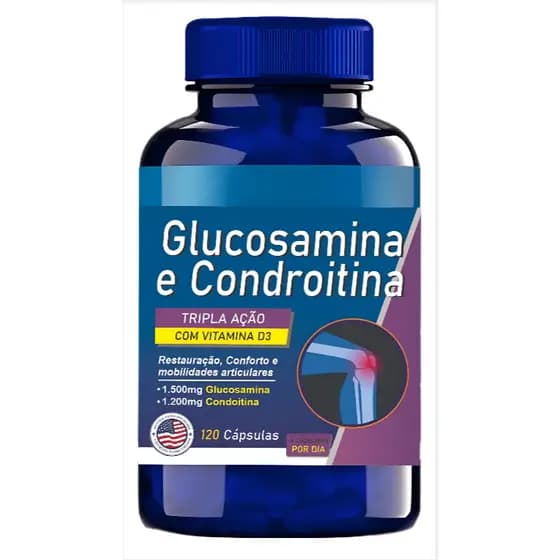 Glucosamina 1500mg e Condroitina 1200mg c/ Vitaminas C e D 120 Cápsulas