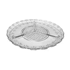 Petisqueira Gourmet Redonda de Vidro com 3 Divisórias
