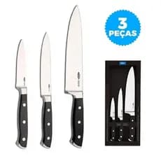 Conjunto de Facas 3 Peças Infinity, Brinox, Aço Inox Preto Brinox Inoxidável Ref.2519/114