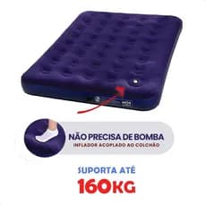Colchão Inflável Casal com Inflador Acoplado Fole Embutido Multiuso Colchão de Casal Aveludado - Mor