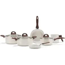 Jogo de Panelas Brinox Smart Ceramic Life 6 Peças Vanilla Antiaderente Fogão Gás Elétrico