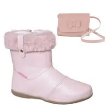 Combo Bota Infantil E Bolsa Infantil Menina Blogueira Bota Infantil Menina Tratorada Bota Com Pelinhos