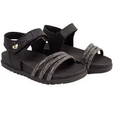 Sandalia Infantil Menina Papete Sandália Birken Infantil Feminina com Brilho Strass FlatForm
