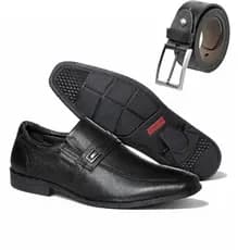 Combo Sapato Ferracini Social Com Cinto Masculino Sapato Em Couro Preto Cinto Preto