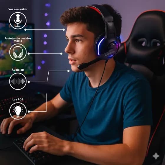 Headset Gamer Kapbom KA-9009 LED Microfone P2 USB Ps4 Xbox Pc