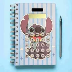 Caderno Stitch com Calculadora embutida para Escola Caderno de Anotações e Estudos