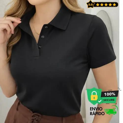 Camiseta Polo Feminina Lisa Malha Chinesa Malha Fria