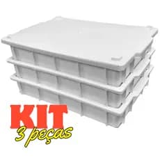 Kit 3 Caixa Bandeja Plastica Panificadora Açougue 7 Litros com 1 Tampa caixa para massas pizzas açougue e doces