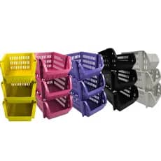 Kit 5 Cestos Mini Organizador Empilhável Vazada para organizar sua casa escritorio