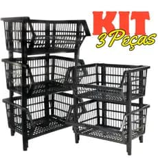 Kit Personalizado 3 Cesto expositor Empilhavel organizador e otimizador de espaço