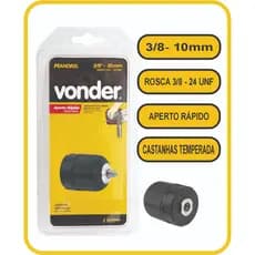 Mandril 10mm Manual De Aperto Rápido Rosca 3/8 Pol VONDER qualidade