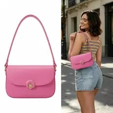 Bolsa de Ombro Feminina com Alça Ajustável, Bolsa Feminina Elegante com Couro Sintetico, Presente