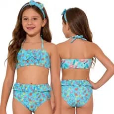Biquíni Infantil Menina Verão com Laço – Moda Praia Conjunto Infantil Piscina e Praia