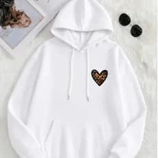 Moletom Feminino Coração Fofo Blusa de Frio com Capuz Casual Macio Inverno Casaco Feminino