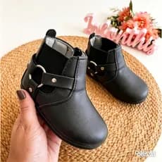 Bota Infantil Menina Com Fivela – Sapato Bebê Infantil Confortável Antiderrapante