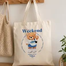 Bolsa Ecobag Feminina Urso Fofo Algodão Cru Sacola de Tecido Tote Bag Reforçada Diversos Tamanhos