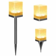 Espeto LED Solar Jardim Luz Quente Cubo Gelo Balizador Decoração Área Externa Prova Água 3 em 1 Kit
