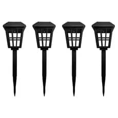 Kit com 4 - Luminária Solar Balizador Espeto de Jardim Colonial Preto Decoração Jardim LED 6000K