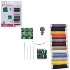 kit costura 39 peças linha agulha e passador de linha