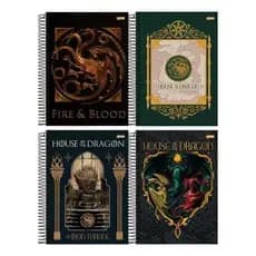 Caderno Espiral 1 Matéria  House of the Dragon - Casa do Dragão Game of Thrones-Targaryen - Volta às Aulas"