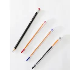 Kit  3 canetas Bic ponta fina 0.8mm 1 lápis Faber Castell com borracha