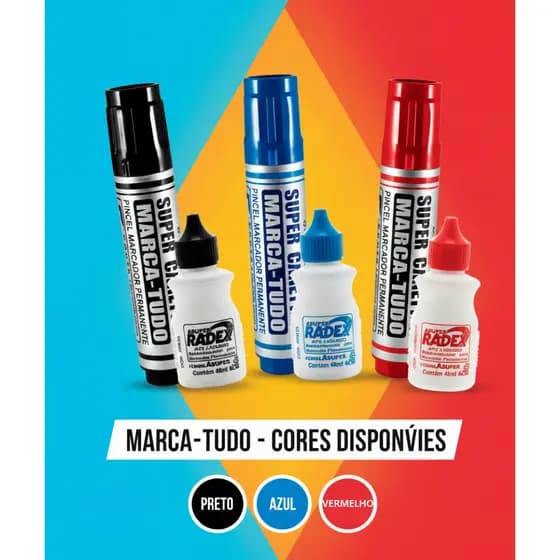 Canetão 17mm + Tinta Refil - Propaganda Cartaz - Azul Preta Vermelha - Escolha Cor