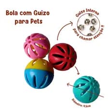 4x Bola Bolinha Brinquedo Com Guiso Caes, Gatos, Aves E Pets Diversos Calopsita Papagaio