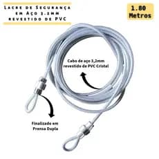 1 Lacre Segurança Collor Multiuso 1,80 Metros Cabo de Aço Revestido Bag Bike Bagagem Bolsa